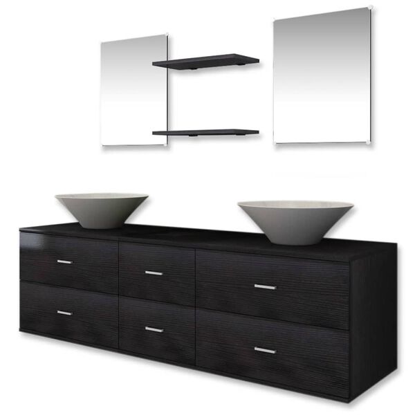 vidaXL Bathroom Cabinet Black, White, Silver