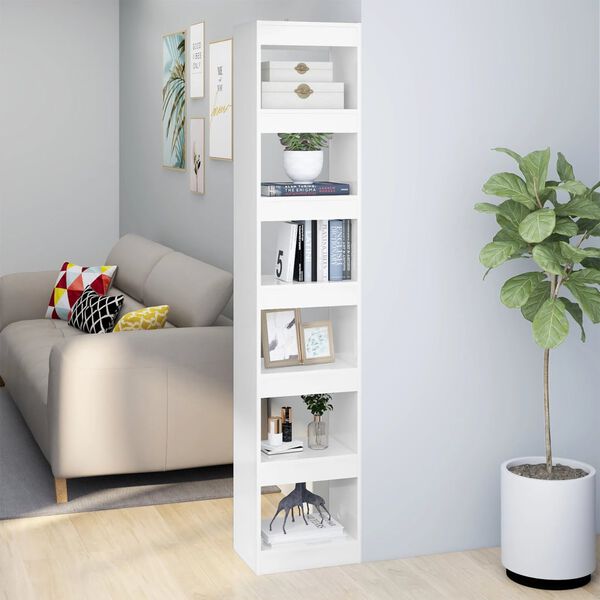 vidaXL Book Cabinet High gloss white Engineered wood Tall and slim