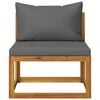 vidaXL Garden Lounge Set Natural wood, Dark grey cushions