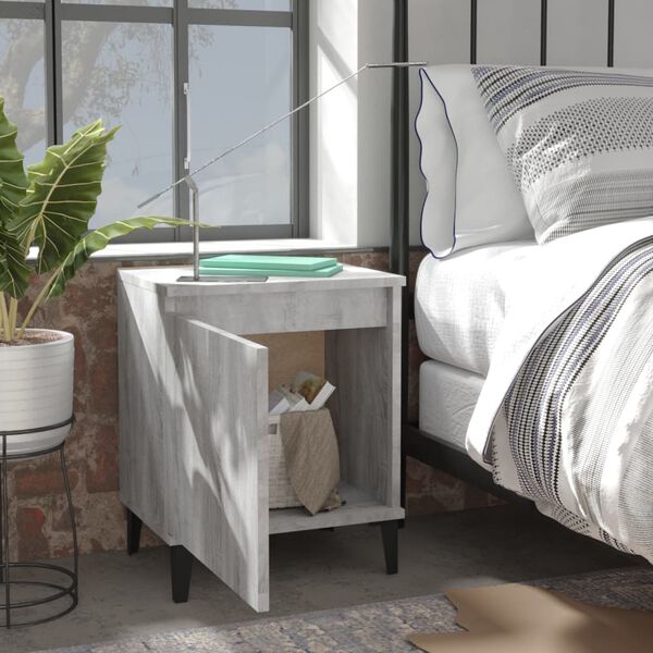 vidaXL Bed Cabinet Set of 2 Grey Sonoma Engineered wood, Metal Medium