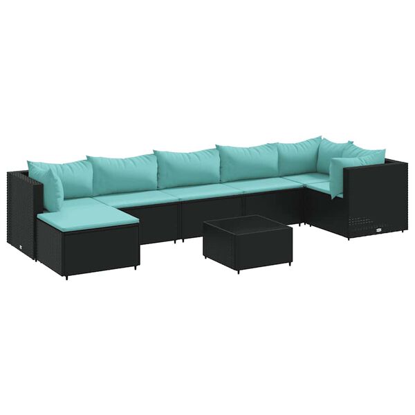 vidaXL Patio Lounge Set Black PE rattan Large Modular