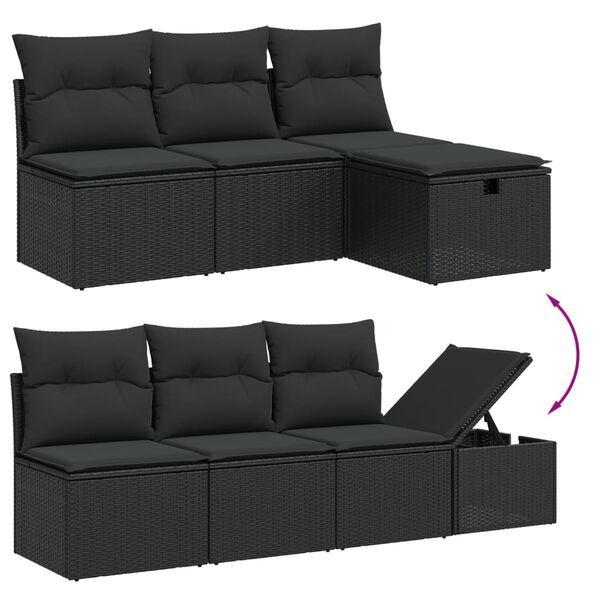 vidaXL Garden Sofa Set Black