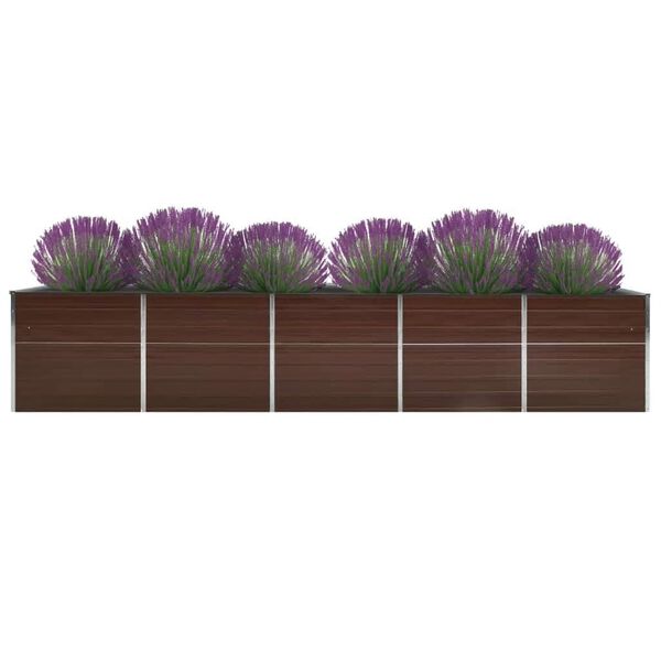 vidaXL Raised Bed Brown Galvanized steel 157.5 x 31.5 x 17.7 in Durable