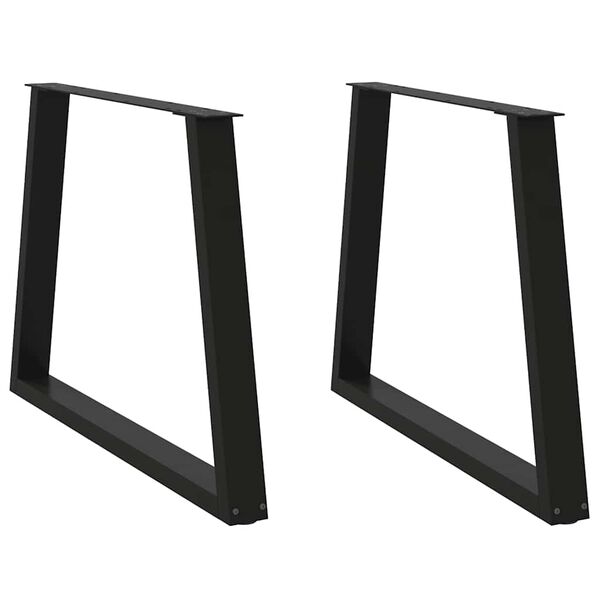 vidaXL Dining Table Leg Set of 2 Black Powder-coated Steel Standard