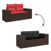 vidaXL 6 Piece Patio Sofa Set with Cushions Brown Poly Rattan Acacia