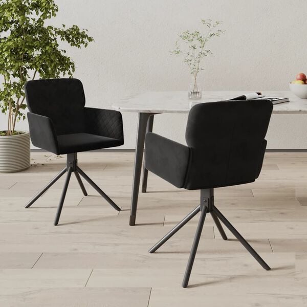 vidaXL Swivel Dining Chair Set of 2 Black
