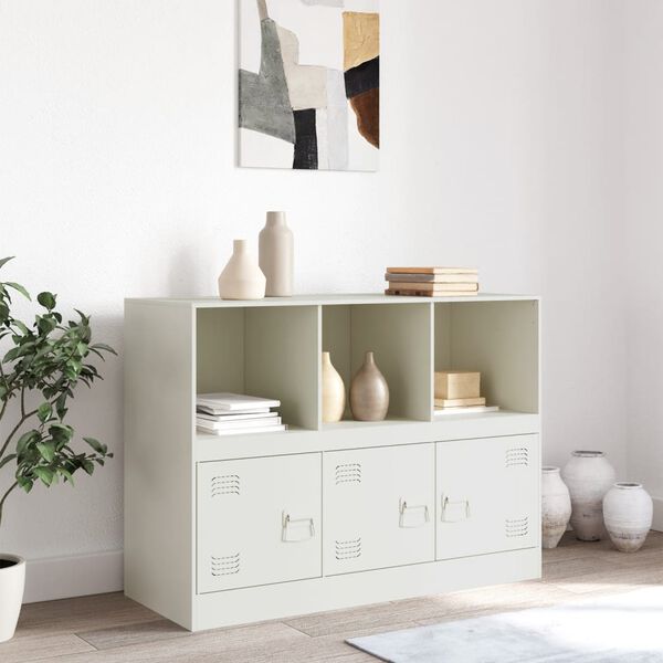 vidaXL Sideboard White Cold-rolled Steel Medium Modern Cabinet