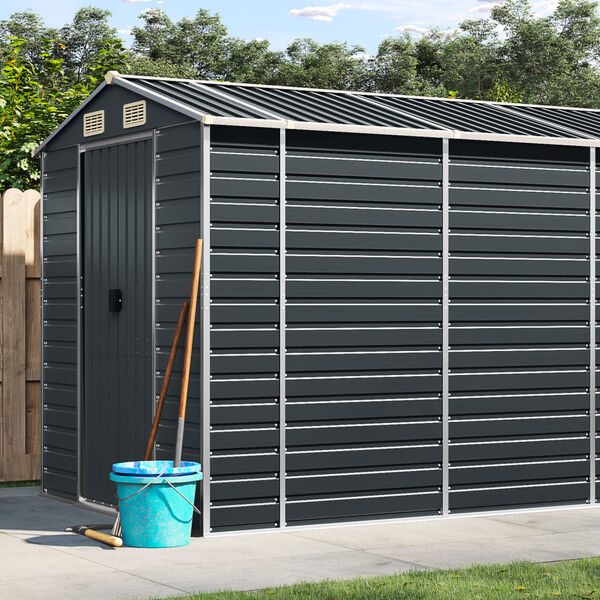 vidaXL Garden Shed Anthracite Galvanized steel Large Garden Shed