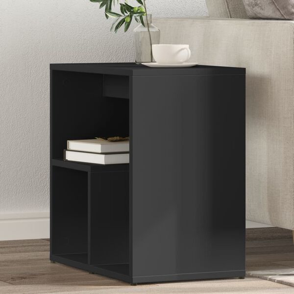 vidaXL Side Table Black Engineered wood Small Side Table Rectangular