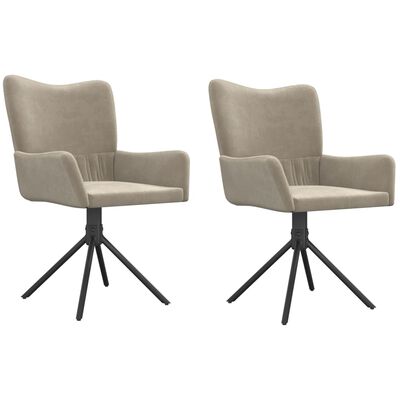 vidaXL Swivel Dining Chairs 2 pcs Light Gray Velvet