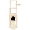vidaXL Cat Tree Cream Engineered wood, Plush, Sisal 60.2 in tall