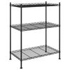 vidaXL 3-Tier Storage Rack 23.6x13.8x29.9" Black 330.7 lb