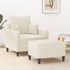 vidaXL Sofa Chair with Footstool Cream 23.6" Velvet