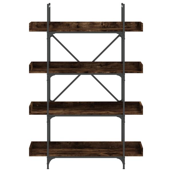 vidaXL Bookcase Smoked Oak Engineered Wood, Metal 39.4 x 13.0 x 57.3 in