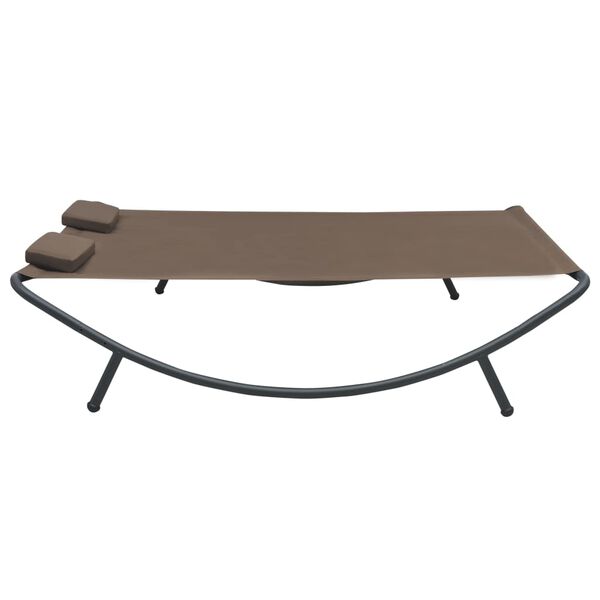 vidaXL Sun Lounger Brown Oxford Fabric, Steel Double Sun Lounger