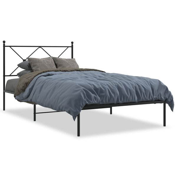 vidaXL Bed Frame Black Powder-Coated Steel Twin Bed Frame Rectangular