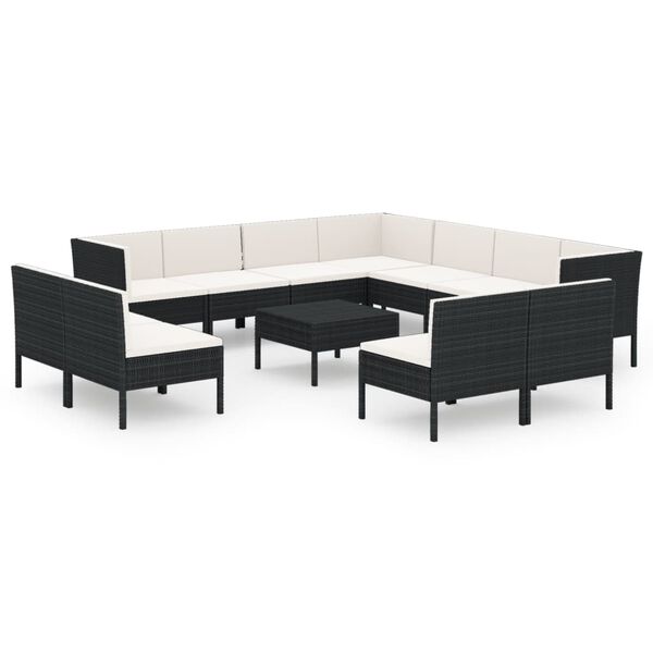 vidaXL Garden Lounge Set Black PE rattan 13 piece set Modular