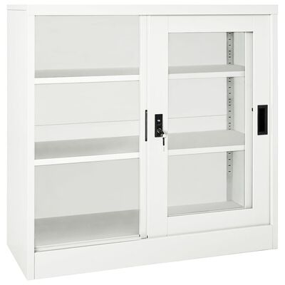 vidaXL Sliding Door Cabinet White 35.4"x15.7"x35.4" Steel