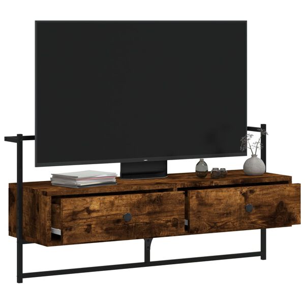 vidaXL TV Cabinet Smoked Oak Engineered Wood 39.6 x 11.8 x 20.1 in