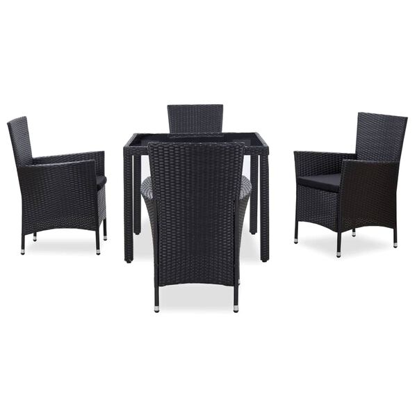vidaXL Garden Table And Chair Black