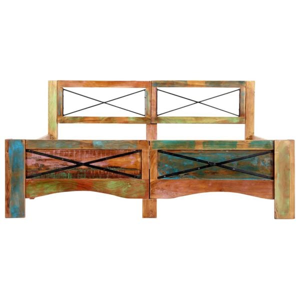 vidaXL Bed Frame Multicolor Solid reclaimed wood 55.1x78.7 in