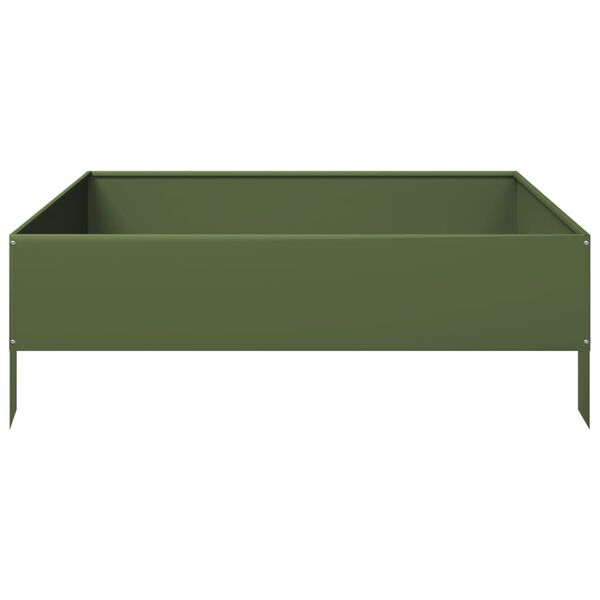vidaXL Garden Raised Bed Olive green Steel Medium Decorative Inlays