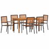 vidaXL Garden Dining Set 7 pcs Black Poly rattan