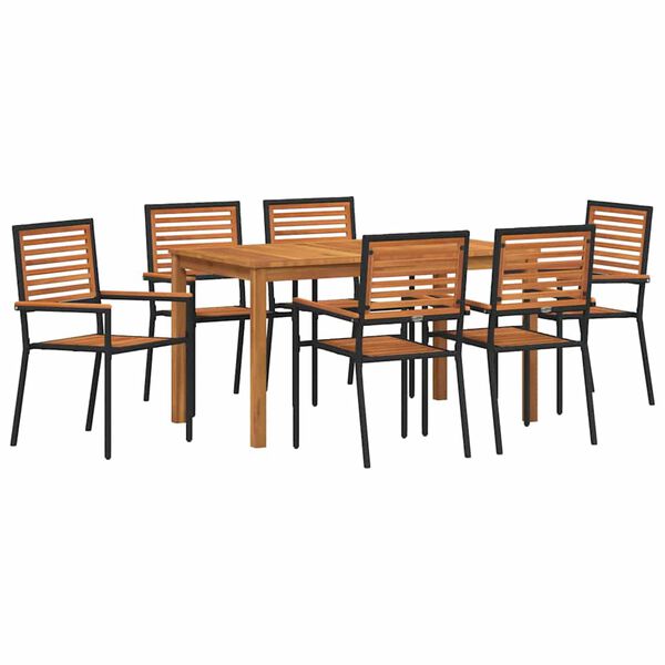 vidaXL Garden Dining Set 7 pcs Black Poly rattan