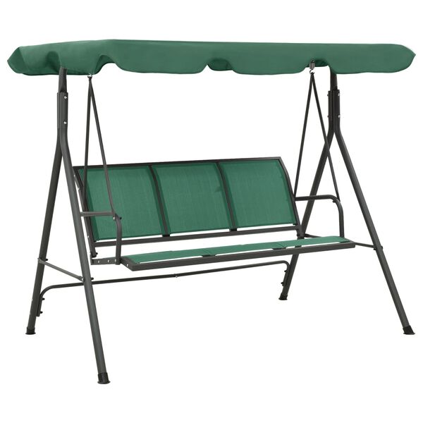 vidaXL Garden Swing Bench Green Textilene 3 Seater Adjustable Armrests
