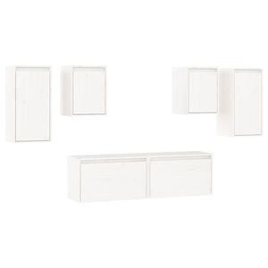 vidaXL TV Cabinet Set of 2 White Solid pine wood various sizes
