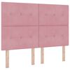 vidaXL Box Spring Bed with Headboard Pink 55.1" x 74.8" Velvet