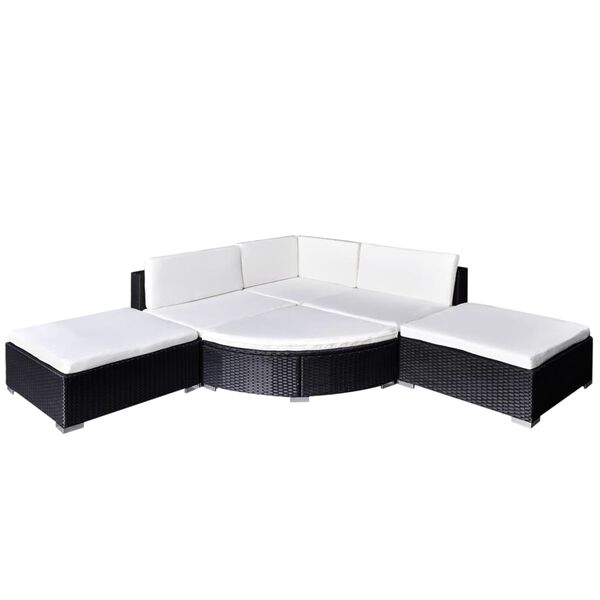vidaXL Garden Table And Chairs Black and Cream White