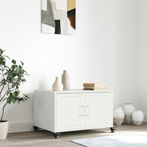 vidaXL Coffee Table White Cold-rolled Steel Rectangular Modern