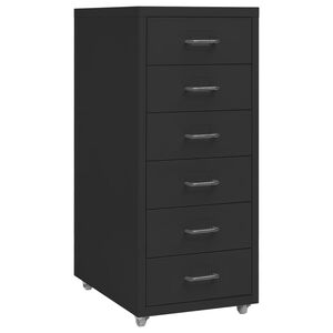 vidaXL Mobile File Cabinet Black Metal Medium Mobile File Cabinet