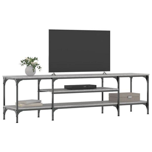 vidaXL TV Cabinet Grey Sonoma Engineered Wood, Iron TV Cabinet