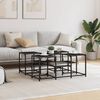 vidaXL Coffee Table Black Engineered Wood, Metal Medium Adjustable Feet