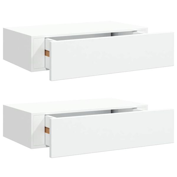 vidaXL Wall-mounted Drawer Shelves 2 pcs White 15.7x9.3x3.9" MDF