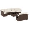 vidaXL Garden Sofa Set Brown PE rattan, powder-coated steel, tempered glass