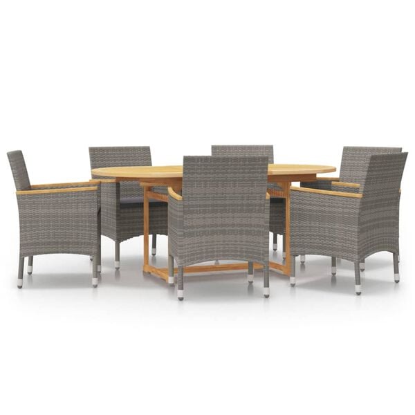 vidaXL Patio Dining Set Set of 6 Gray