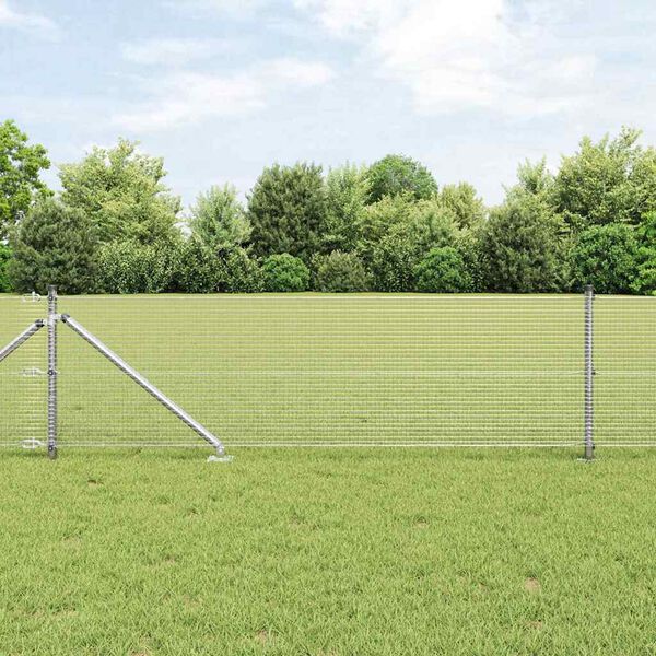vidaXL Fence with Posts Silver 2.6'x 82'Steel