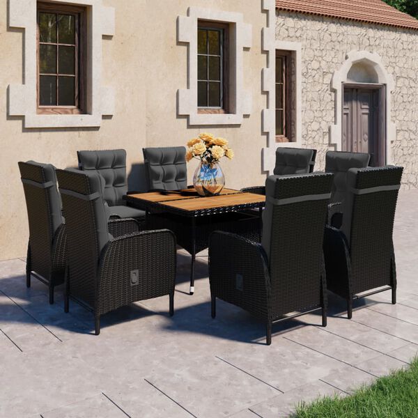 vidaXL Garden Dining Set Black