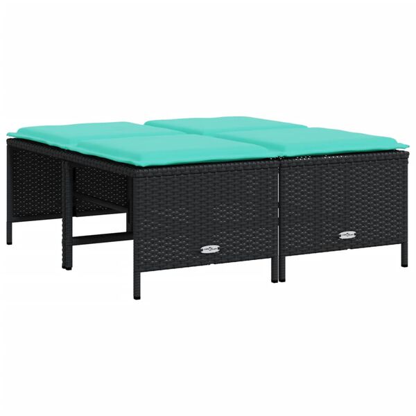 vidaXL Patio Stool Black, Turquoise