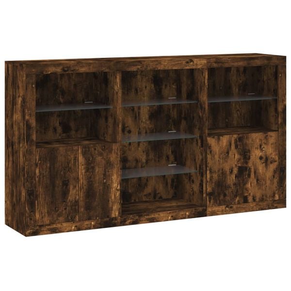 vidaXL Sideboard Smoked oak Engineered wood, glass