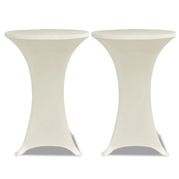 vidaXL Table Cover Set of 2 Cream 90% Polyester, 10% Elastane Ø31.5 in