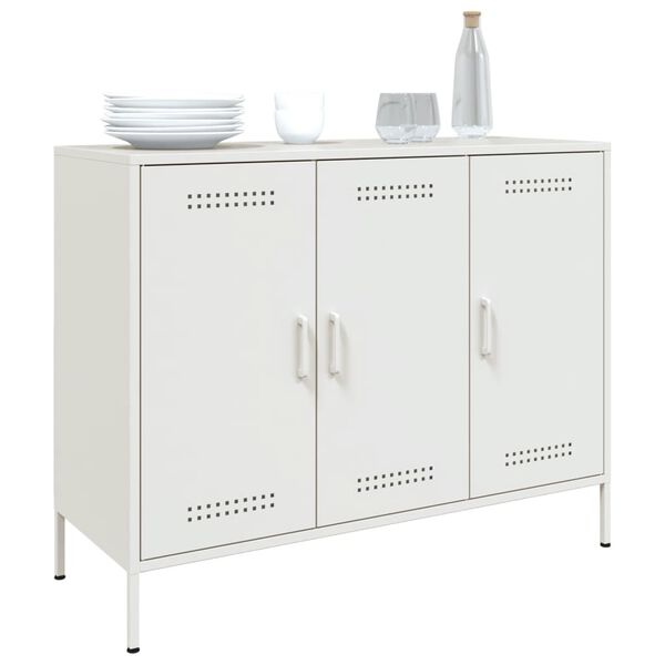 vidaXL Sideboard White Cold-rolled steel Medium Sideboard Rectangular