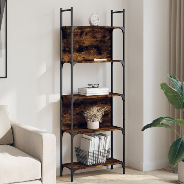 vidaXL Bookshelf Smoked Oak Engineered wood Tall Bookshelf Rectangular