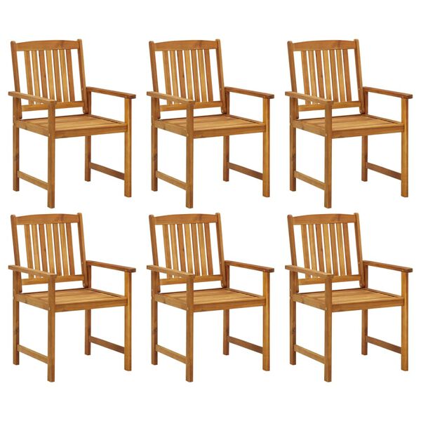 vidaXL Patio Chair Set of 6 Natural wood, Green cushions