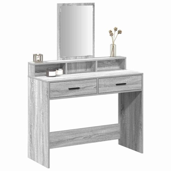vidaXL Dressing Table with Drawer Grey Sonoma 39.37 x 16.14 x 55.12 in