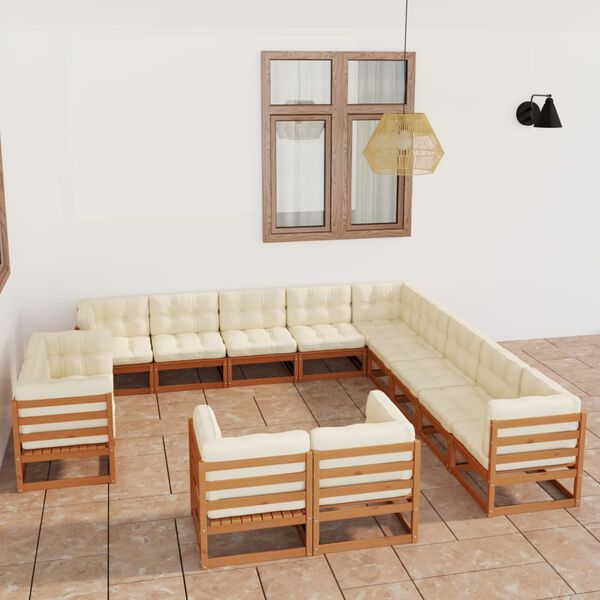 vidaXL Garden Lounge Set Honey Brown Solid Pine Wood Large Modular