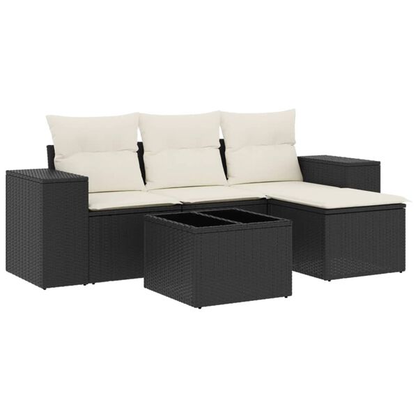 vidaXL Garden Sofa Set Black PE rattan Average Modular Garden Sofa Set